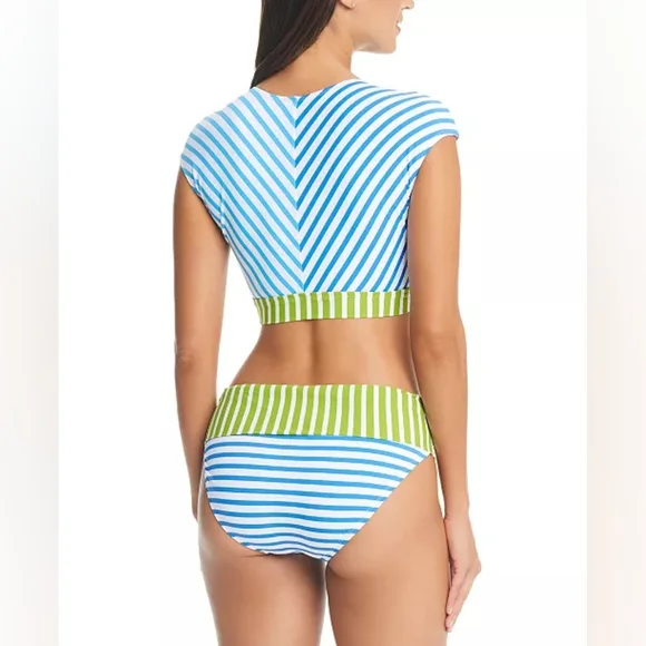 🐠BLEU ROD BEATTIE TIE FRONT CAP SLEEVE BIKINI TOP & FOLDOVER BOTTOMS SIZE 12 - Picture 2 of 9